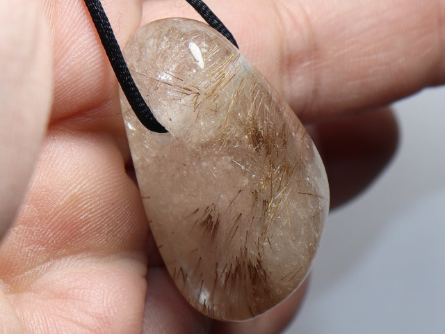 rutilated quartz with cord or silver 925