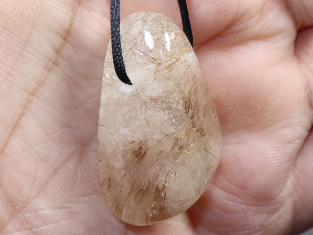 rutilated quartz with cord or silver 925
