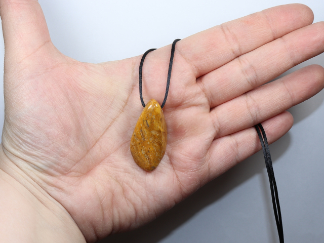 yellow jasper with cord or silver 925
