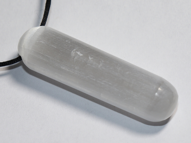 selenite with cord or silver 925