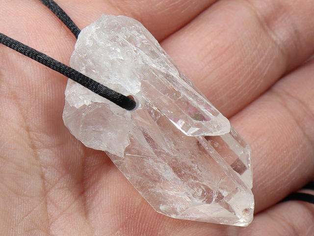 rock crystal with cord or silver 925
