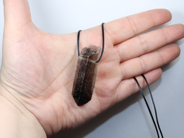 smoky quartz with cord or silver 925