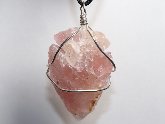 Preview: rose quartz with cord or silver 925