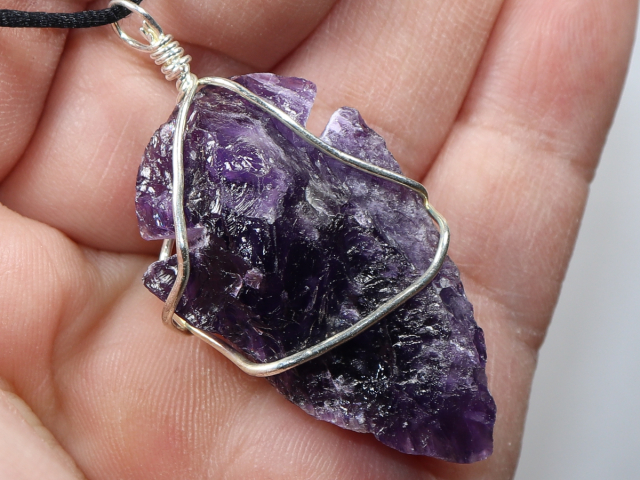amethyst with cord or silver 925