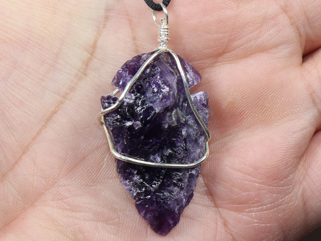 amethyst with cord or silver 925
