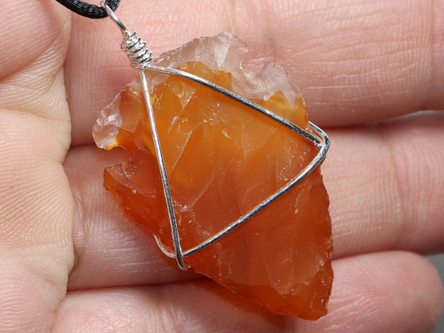 carnelian with cord or silver 925