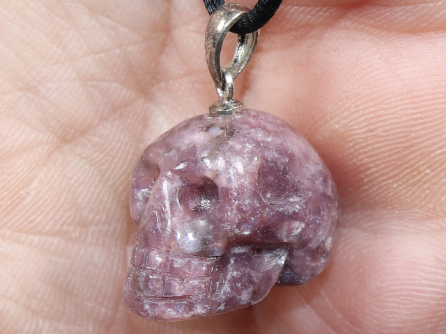 lepidolite with cord or silver 925