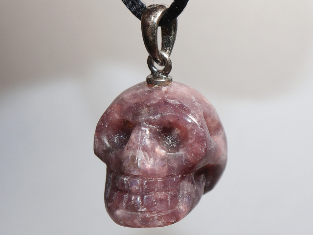 lepidolite with cord or silver 925