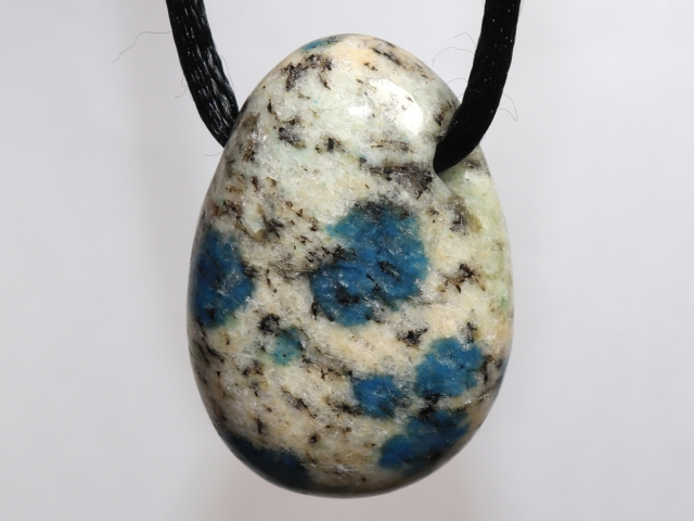 azurite in granite with cord or silver 925