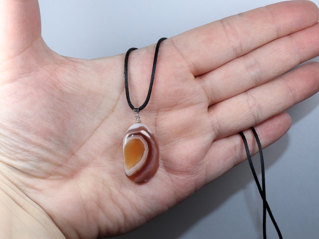 Botswana agate with cord or silver 925