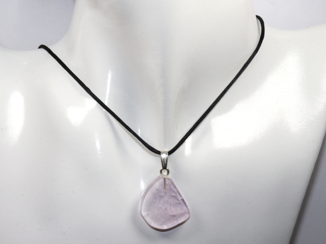 kunzite with cord or silver 925