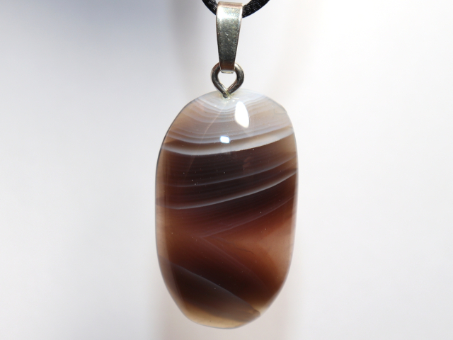 Botswana agate with cord or silver 925