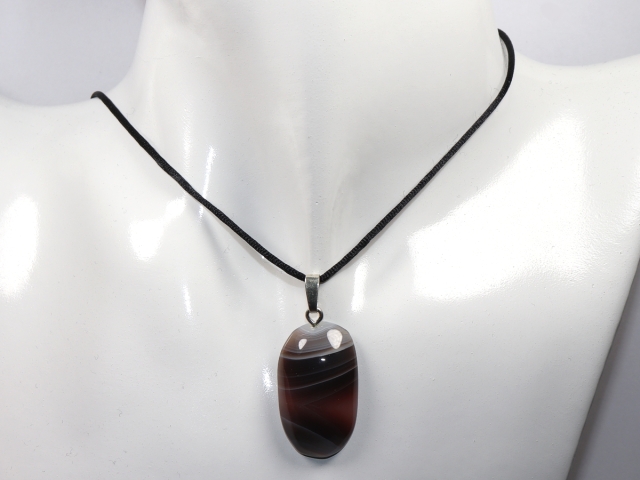 Botswana agate with cord or silver 925