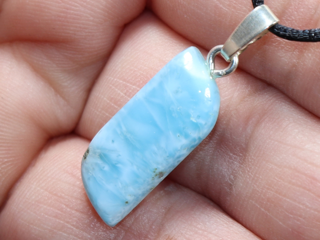 larimar with cord or silver 925