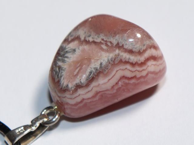 rhodochrosite with cord or silver 925