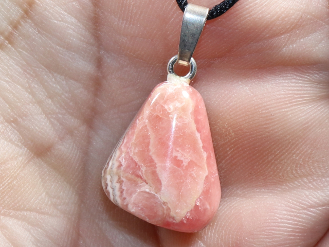 rhodochrosite with cord or silver 925