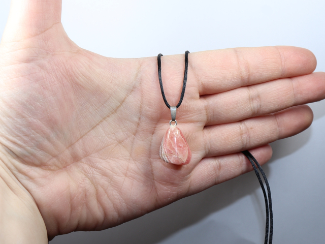 rhodochrosite with cord or silver 925