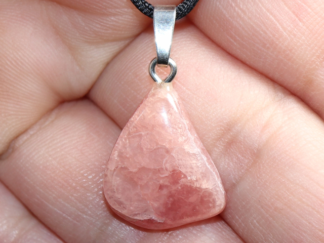 rhodochrosite with cord or silver 925