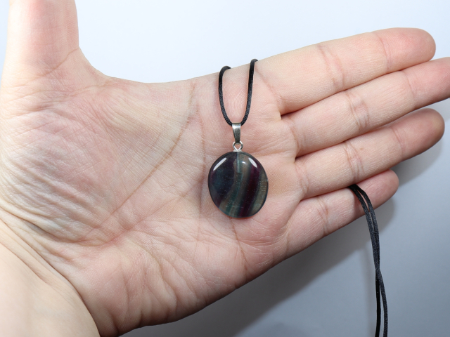 fluorite with cord or silver 925