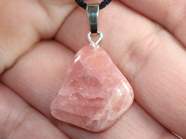rhodochrosite with cord or silver 925