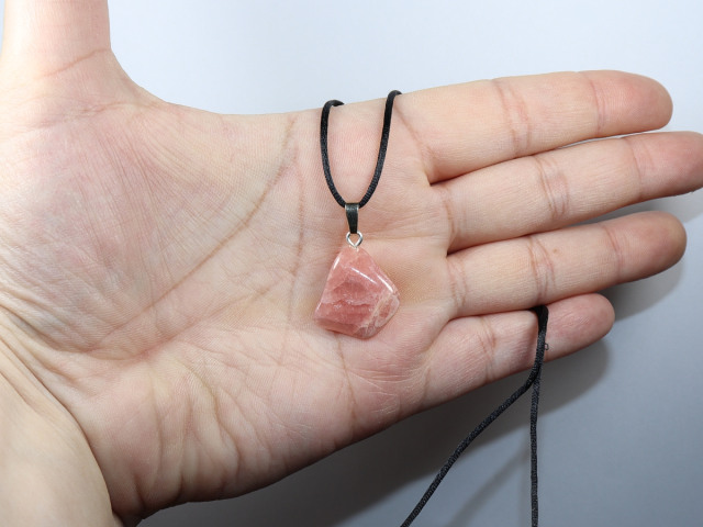 rhodochrosite with cord or silver 925