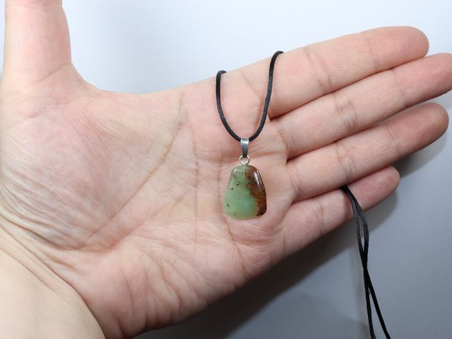chrysoprase with cord or silver 925