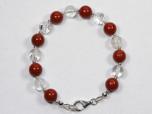 Preview: red jasper and rock crystal with silver 925