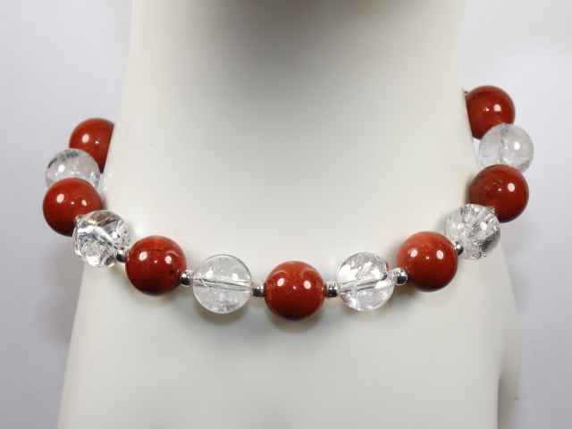 Preview: red jasper and rock crystal with silver 925