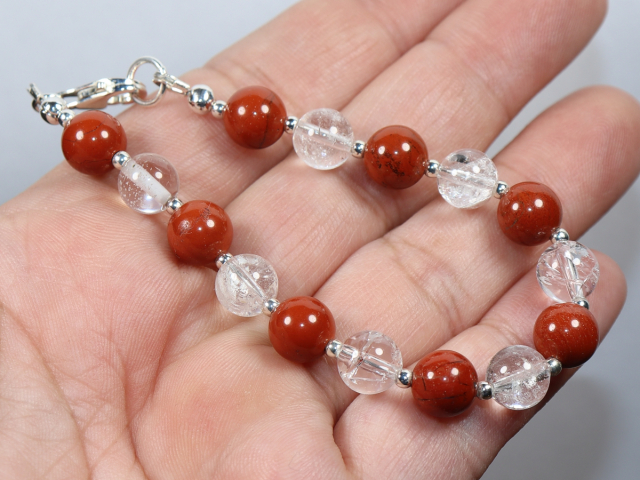 red jasper and rock crystal with silver 925
