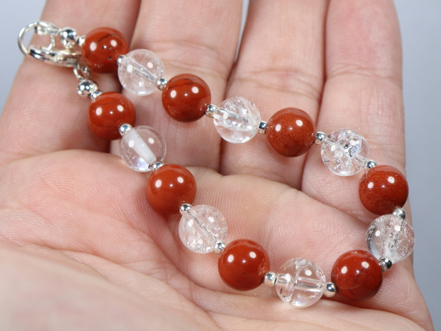 Preview: red jasper and rock crystal with silver 925
