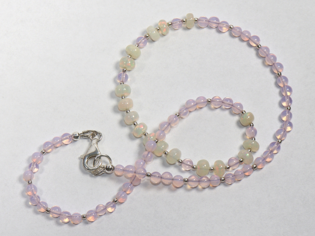 Welo opal and pink opal with silver 925