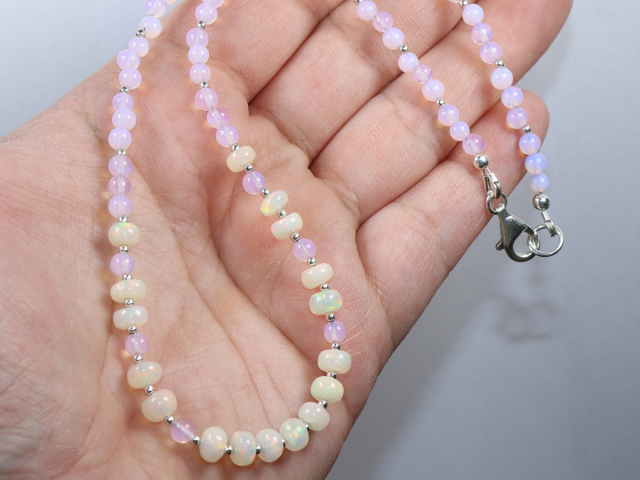 Welo opal and pink opal with silver 925