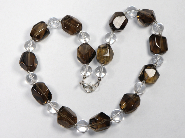 smoky quartz and rock crystal with silver 925