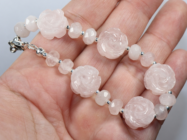 rose quartz with silver 925