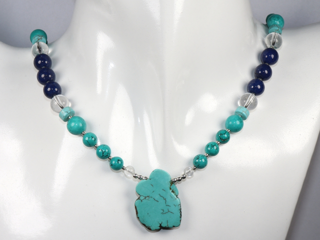 Preview: turquoise, lapis lazuli and rock crystal with silver 925