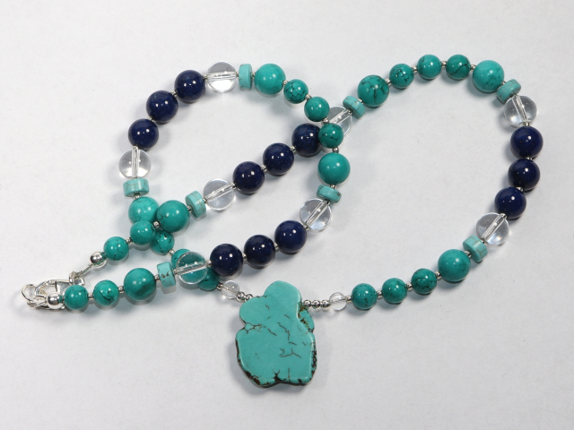Preview: turquoise, lapis lazuli and rock crystal with silver 925