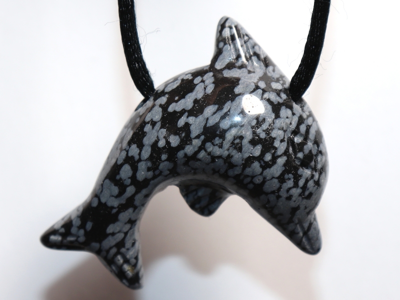 snowflake obsidian with cord or silver 925