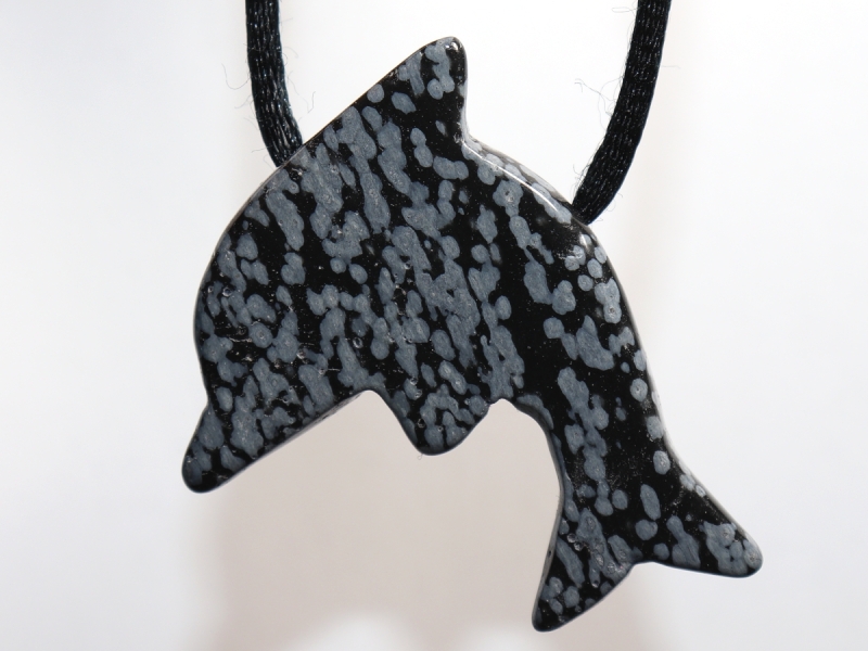 snowflake obsidian with cord or silver 925