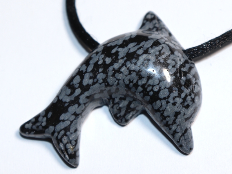 snowflake obsidian with cord or silver 925