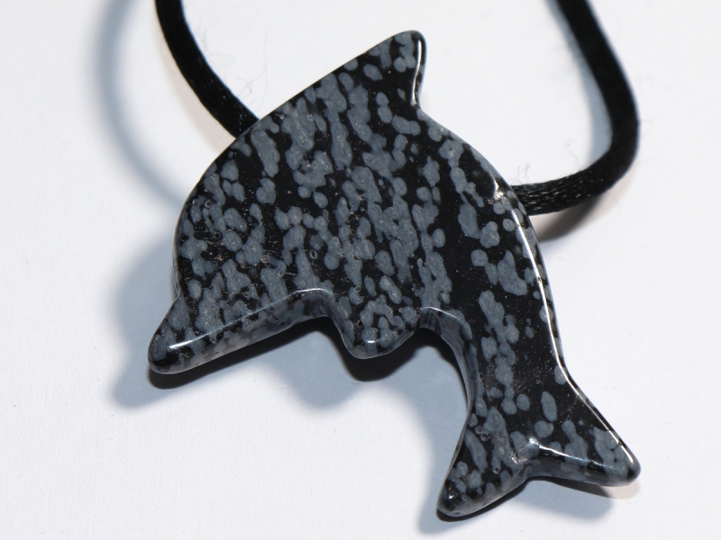snowflake obsidian with cord or silver 925