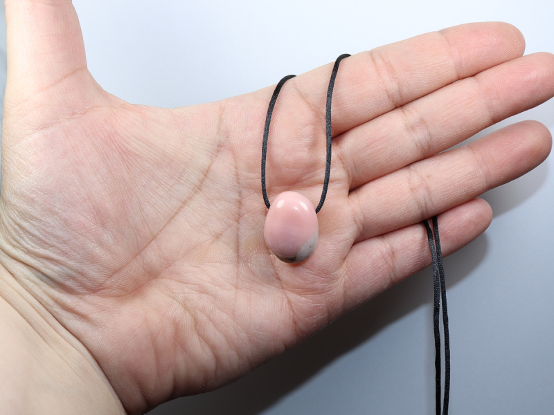 pink opal with cord or silver 925