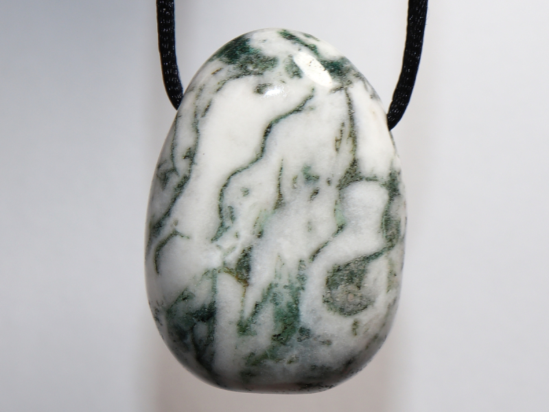 tree agate with cord or silver 925