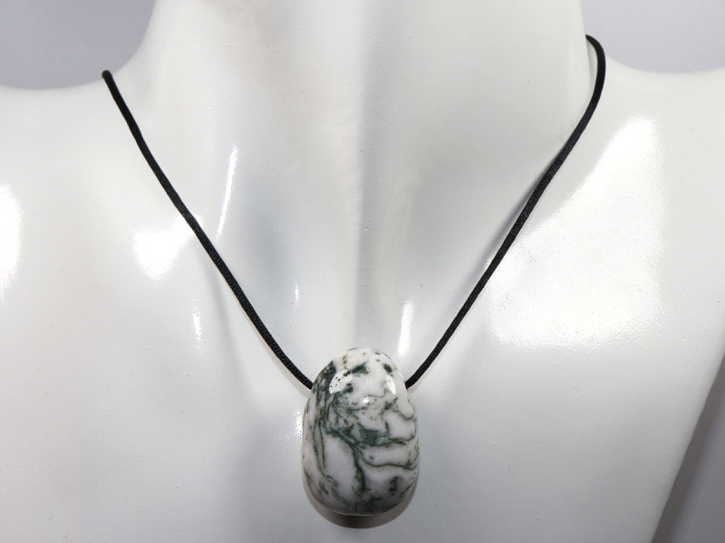tree agate with cord or silver 925
