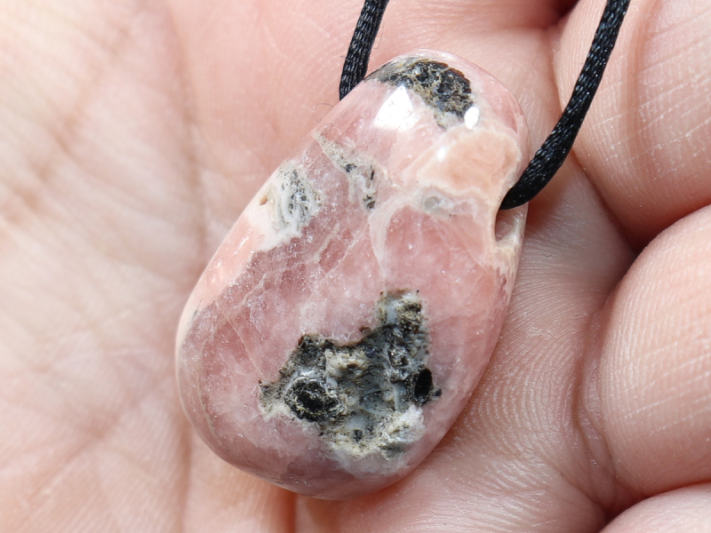 rhodochrosite with cord or silver 925