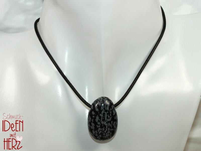 Snowflake obsidian on cord