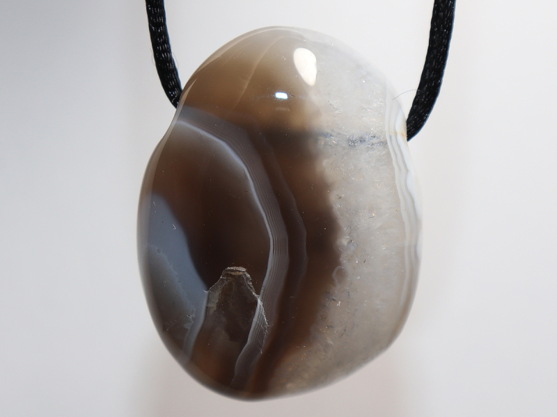 Botswana agate with cord or silver 925