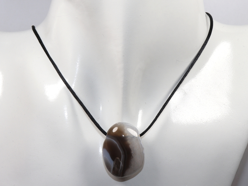 Botswana agate with cord or silver 925
