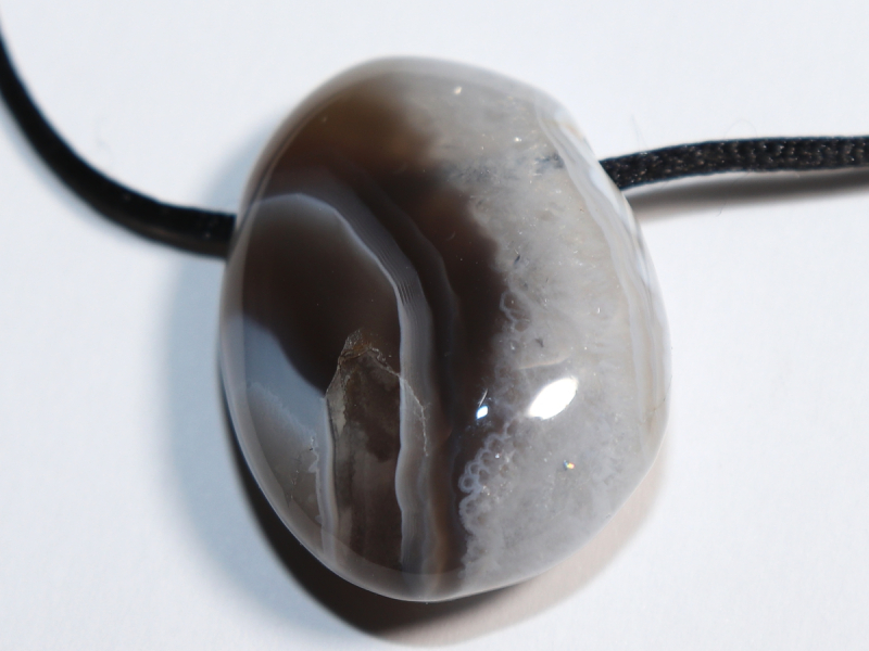 Botswana agate with cord or silver 925