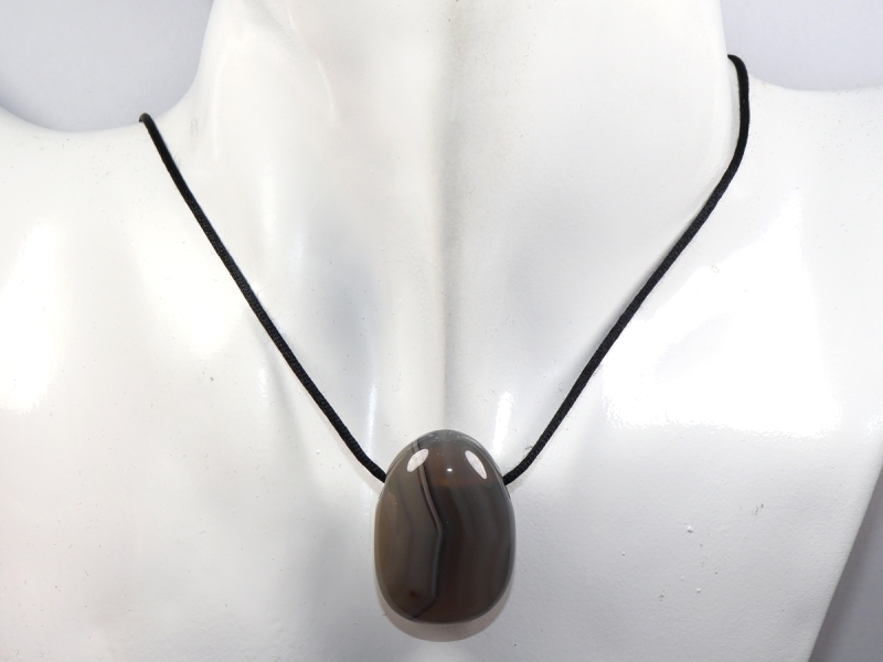 Botswana agate with cord or silver 925