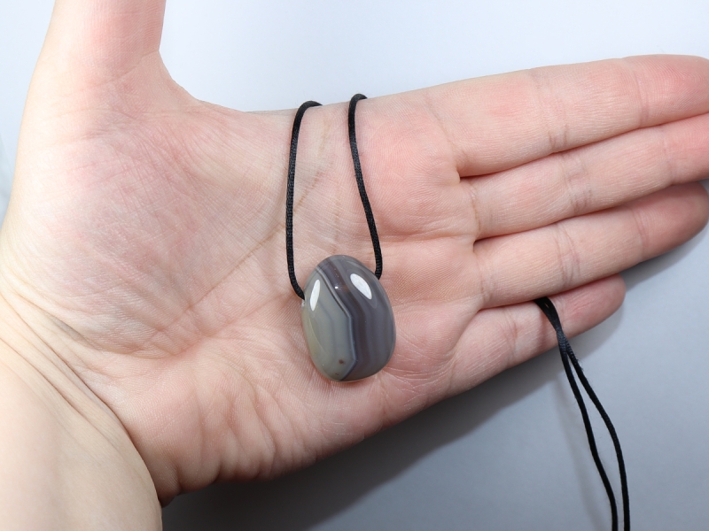 Botswana agate with cord or silver 925